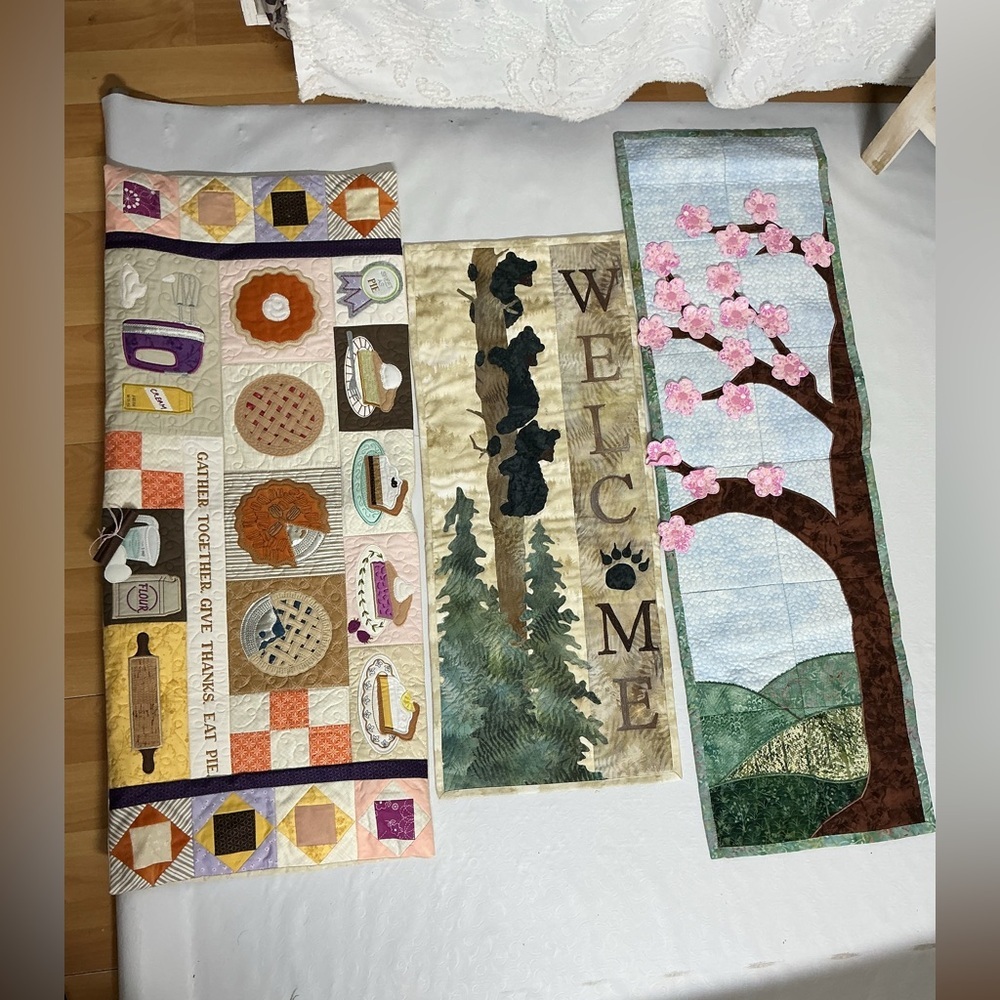 handmade Colorful Quilted Wall Hangings Set of 3